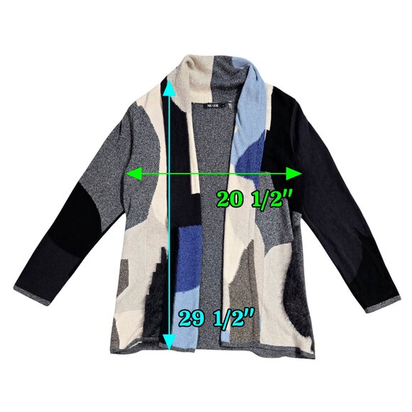 Nic+Zoe Overlands Mixed Knit Multicolor Textured Open Front Cardigan Art to Wear - Picture 3 of 10